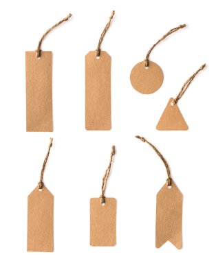 Beyaz arka plan üzerinde izole kağıt Etiketler