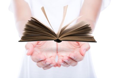 Women hand holding book  clipart