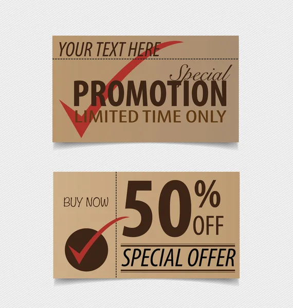 Verkoop coupon, Bon, tag. vintage stijl sjabloon ontwerp vector — Stockvector