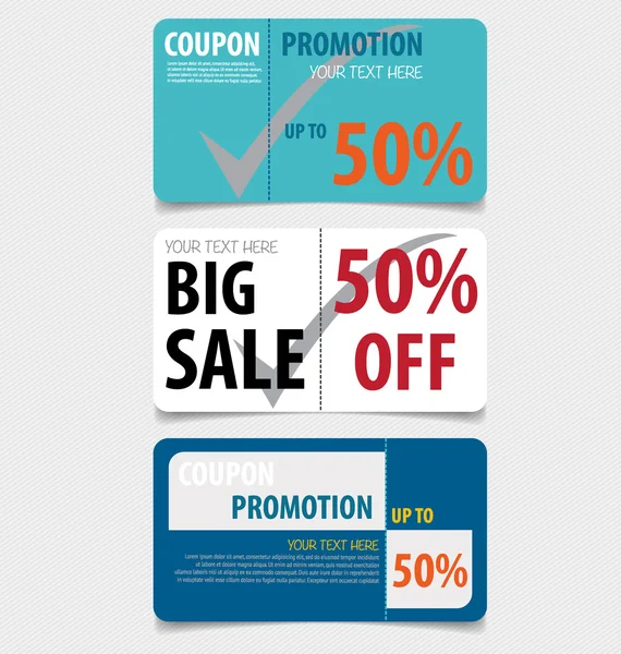 Coupon de vente, bon de réduction, étiquette. Modèle vectoriel Design . — Image vectorielle