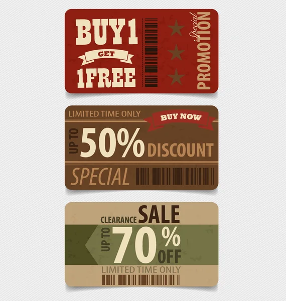 Vendita Coupon, voucher, tag. Modello stile vintage Vettore di progettazione — Vettoriale Stock