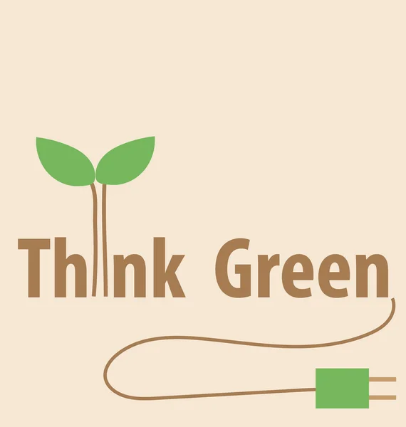 Piensa verde, concepto ecológico. Ilustración vectorial — Archivo Imágenes Vectoriales