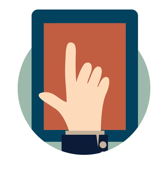 Modern tablet with hand. Vector illustration. — Stock Vector