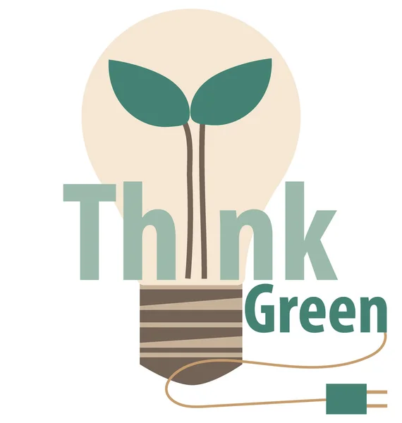緑、エコの概念を考えます。ツリーの中で電球。il をベクトルします。 — ストックベクタ