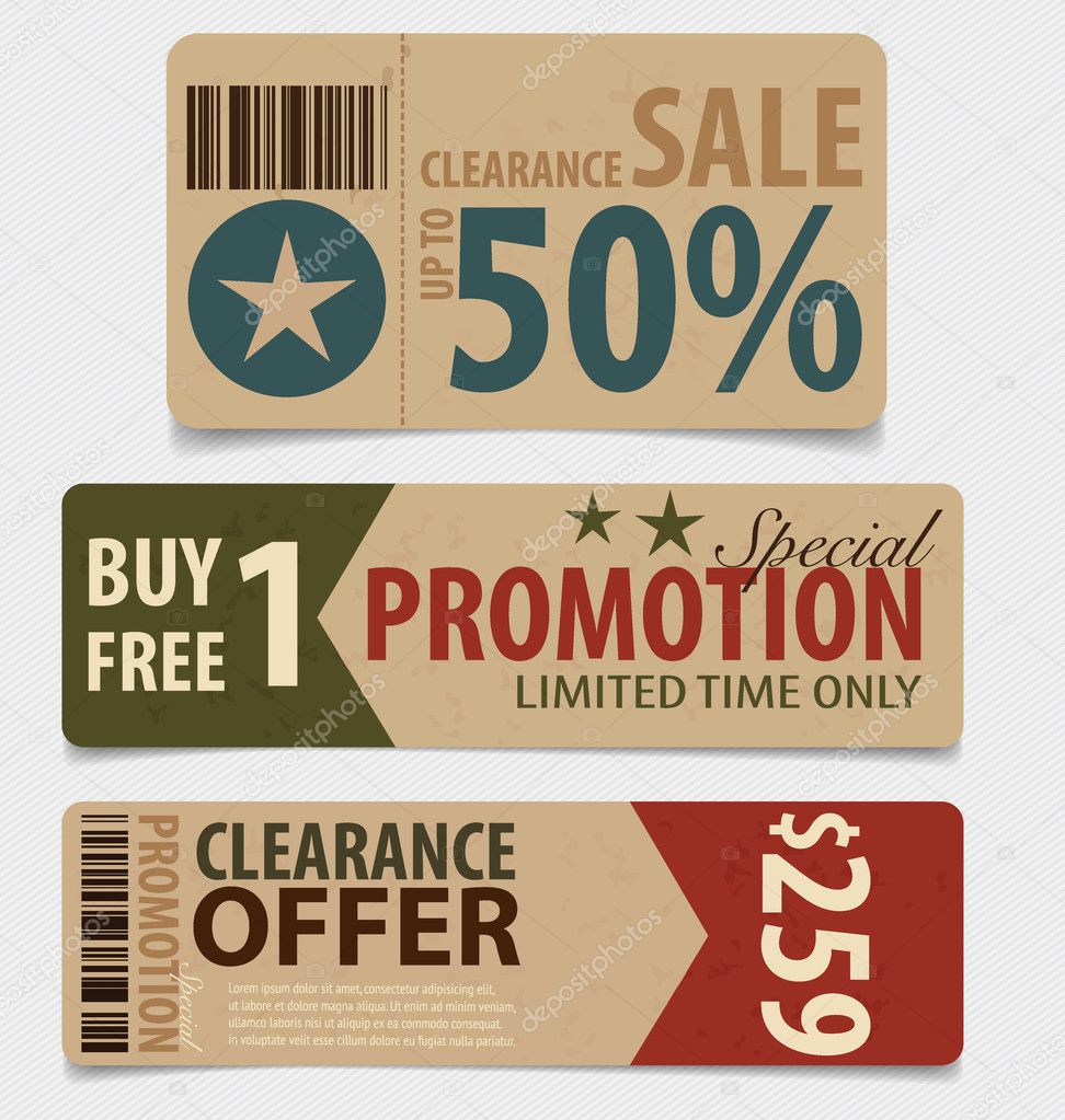 Sale Coupon, voucher, tag. Vintage Style template Design vector 