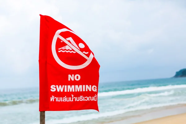 No swimming danger sign at the beach — Stock Photo, Image