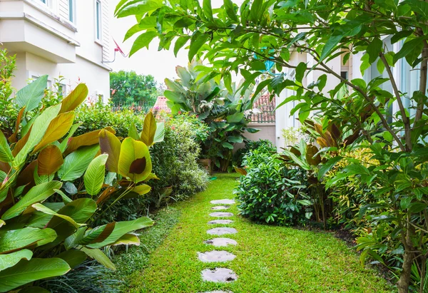 Flagstone path in home garden — Stock Photo, Image