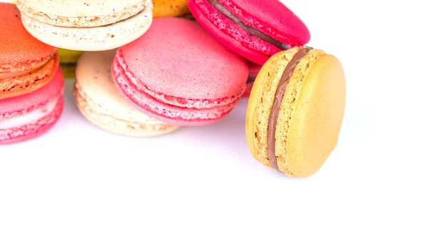 French colorful macarons on white background — Stock Photo, Image