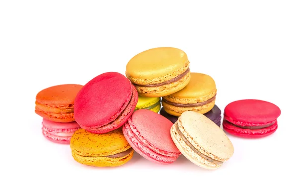 French colorful macarons on white background — Stock Photo, Image