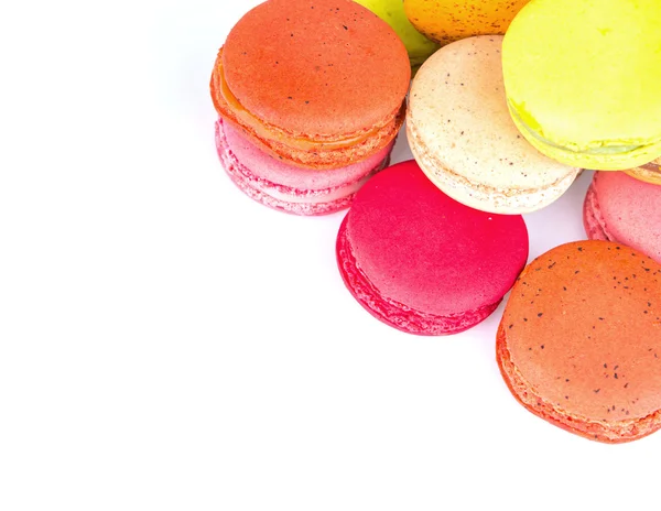 French colorful macarons on white background — Stock Photo, Image
