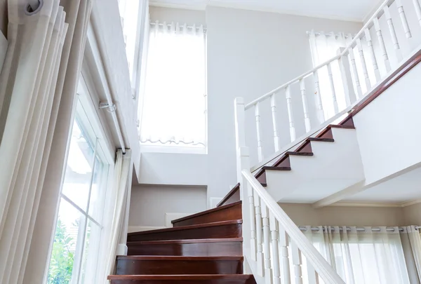 Interior wood stairs and handrail — Stock Photo, Image