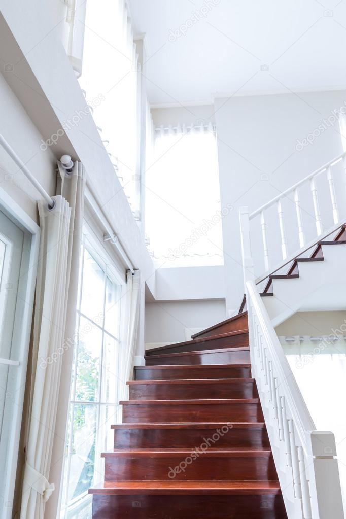 Interior wood stairs and handrail