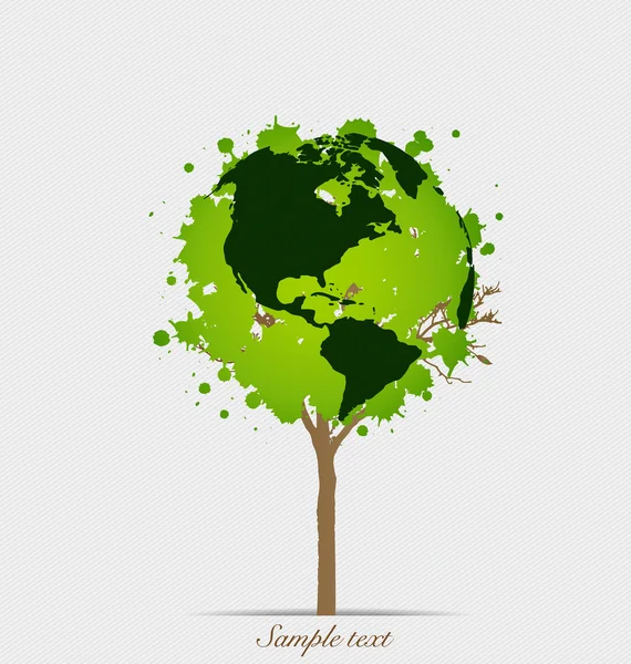 Träd som formade världskarta. vektor illustration. — Stock vektor