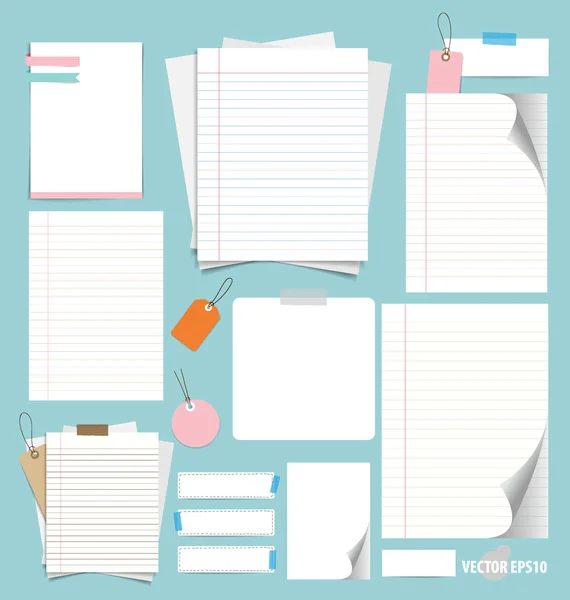 Cute note papers, ready for your message. Vector illustration. — Stock Vector