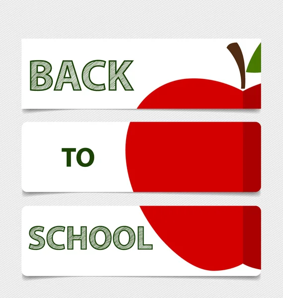 Cute note papers with red apple, welcome back to school. Vector — Stock Vector