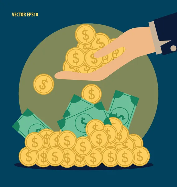 Dinero a mano. Diseño plano moderno vector concepto de ilustración . — Vector de stock