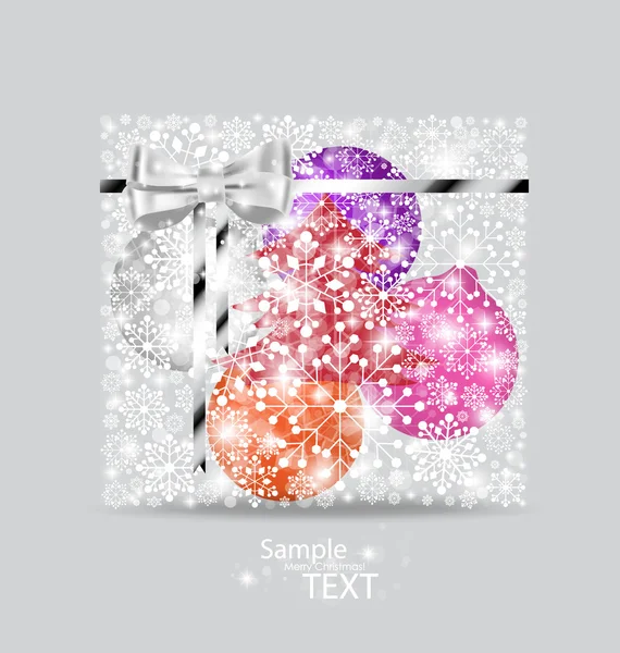 Fondo de Navidad con caja de regalo hecha de copos de nieve. Vector — Vector de stock