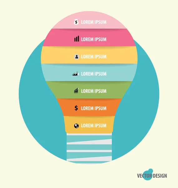 Šablona návrhu Infographic. žárovka s barevnými infographi — Stockový vektor