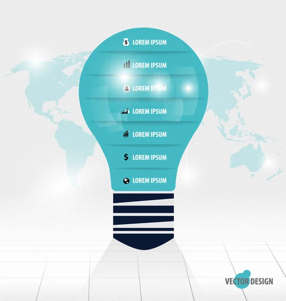 Plantilla de diseño infográfico. Bombilla con infografías de colores — Vector de stock