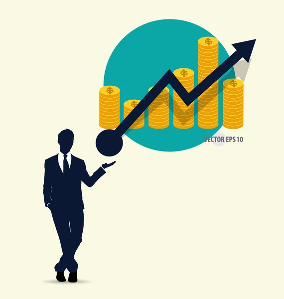 Affärsman visar diagram. vektor illustration. — Stock vektor