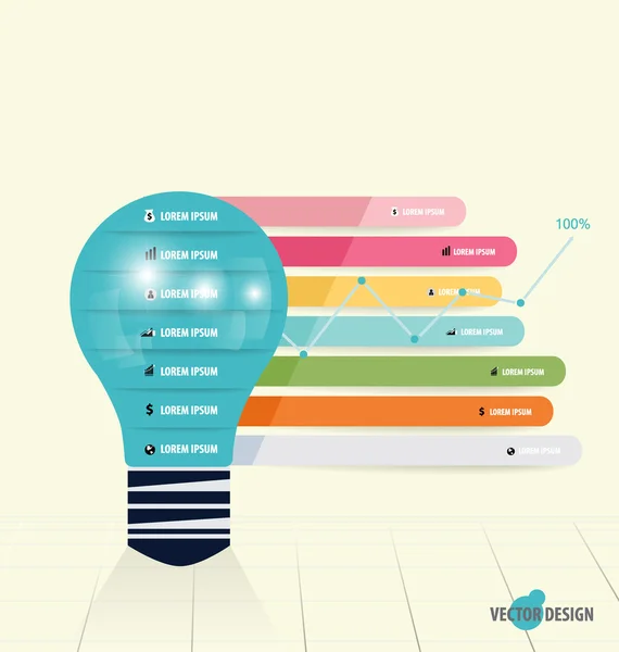 Modèle de conception d'infographie. Ampoule avec papier infographie — Image vectorielle