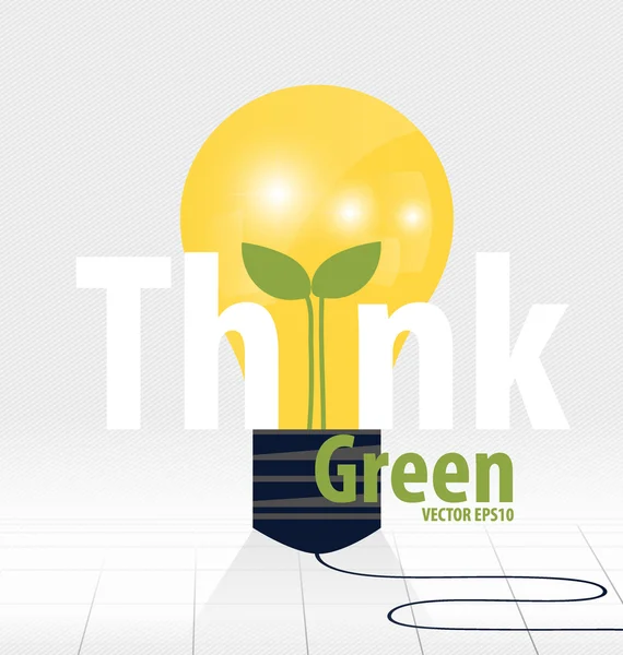 Think green, Eco concept. Light bulb with tree inside. Vector il — Stock Vector