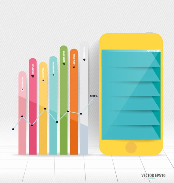 Modelo de design infográfico. Dispositivo Touchscreen com colorido de —  Vetores de Stock