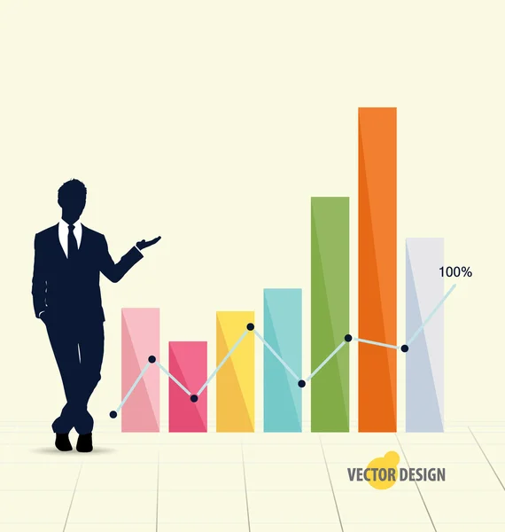 Geschäftsmann zeigt Grafik. Vektorillustration. — Stockvektor