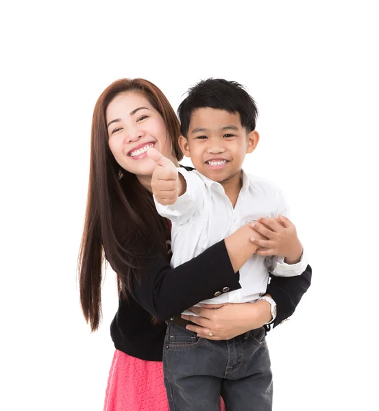 Portrait of happy boy with mother — Stock Photo, Image