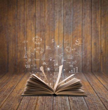 sihirli kitap iş kavramı ve grafik