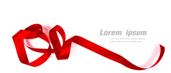 Red ribbon isolated on white background  with copy space. — Stock Photo, Image