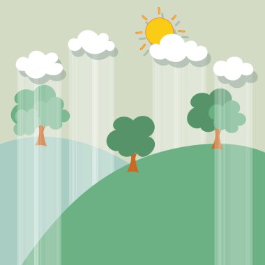 Arkadaşça ECO. Ağaç zeminli ekoloji kavramı. Vektör illüstrasyonu