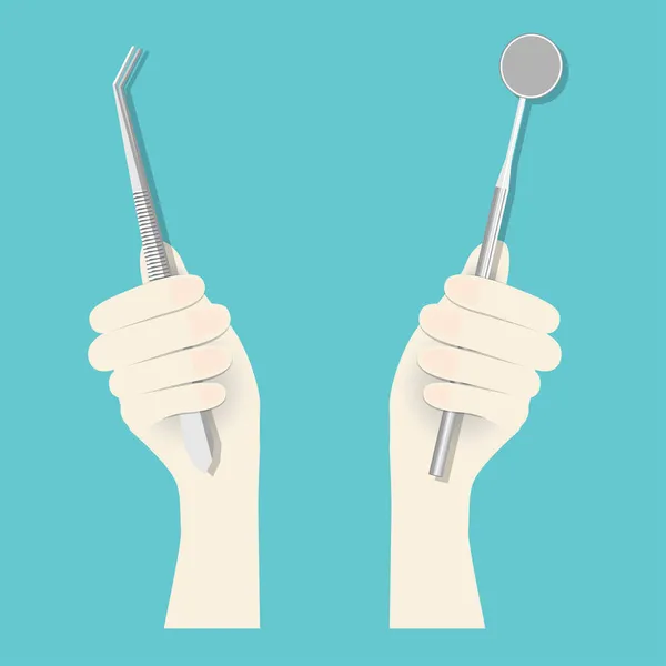 患者の歯を検査するための手保持器 歯の検査歯科の概念 — ストックベクタ