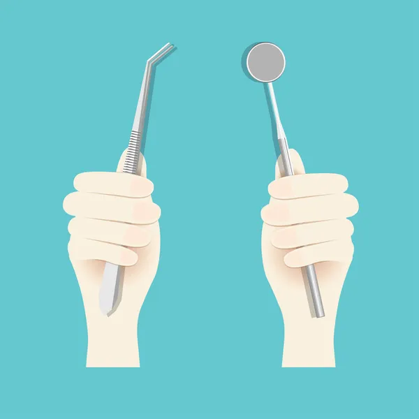 Instrumentos Mão Para Examinar Dentes Dos Pacientes Dentes Exame Odontológico — Vetor de Stock