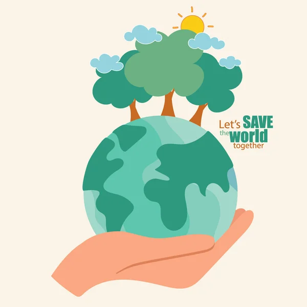 Amigo Eco Conceito Ecologia Com Green Eco Earth Árvores Ilustração —  Vetores de Stock