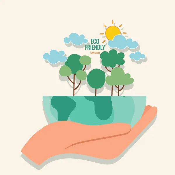 Eco Vrienden Zijn Ecologisch Concept Met Groene Eco Aarde Bomen — Stockvector