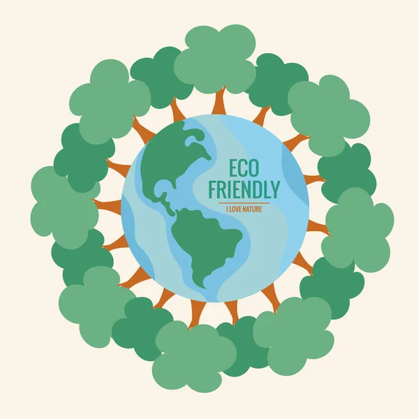 Eco Friendly Koncepcja Ekologiczna Green Eco Earth Drzew Ilustracja Wektora — Wektor stockowy