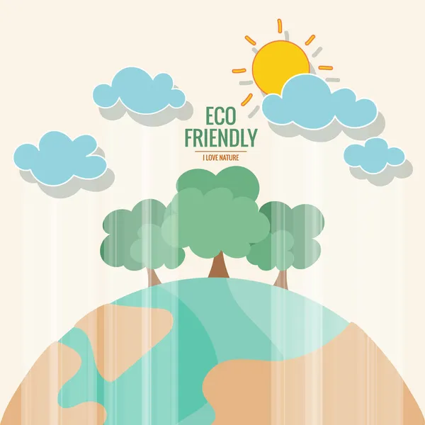 Eco Amico Concetto Ecologia Con Green Eco Earth Alberi Illustrazione — Vettoriale Stock