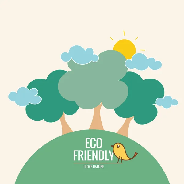Eco Amigo Concepto Ecología Con Fondo Árbol Ilustración Vectorial — Vector de stock