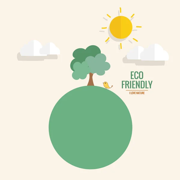Eco Friendly 有树木背景的生态学概念 矢量说明 — 图库矢量图片