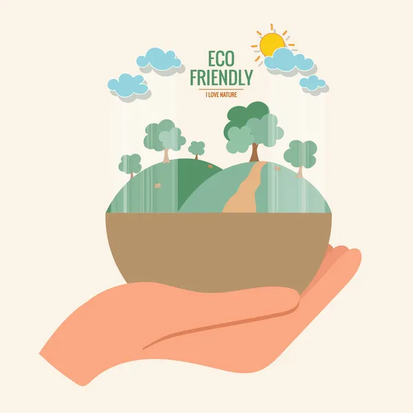 Eco Vrienden Zijn Ecologisch Concept Met Handbomen Vectorillustratie — Stockvector