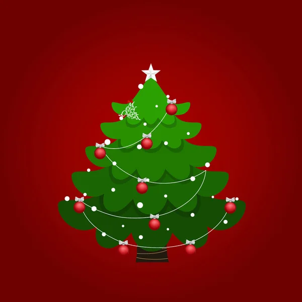 Decorated Christmas Tree Merry Christmas Happy New Year Background Vector — Stock Vector