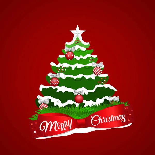 Zdobený Vánoční Stromek Veselé Vánoce Šťastný Nový Rok Pozadí Vektorová — Stockový vektor