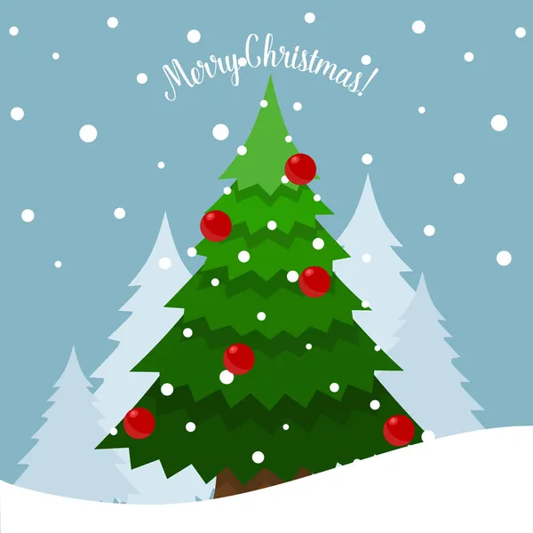 Διακοσμημένο Χριστουγεννιάτικο Δέντρο Καλά Χριστούγεννα Και Ευτυχισμένο Νέο Έτος Εικονογράφηση — Διανυσματικό Αρχείο