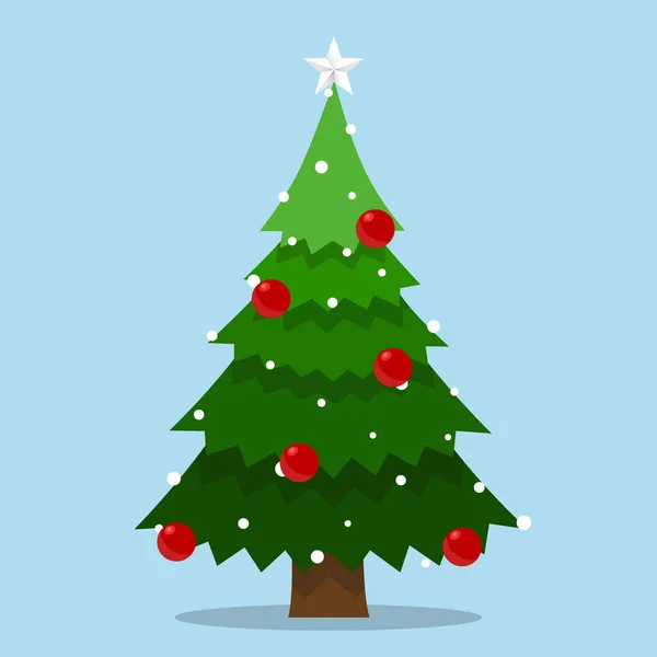 Versierde Kerstboom Vrolijk Kerstfeest Gelukkig Nieuwjaar Achtergrond Vectorillustratie — Stockvector