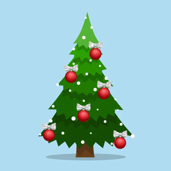 Versierde Kerstboom Vrolijk Kerstfeest Gelukkig Nieuwjaar Achtergrond Vectorillustratie — Stockvector