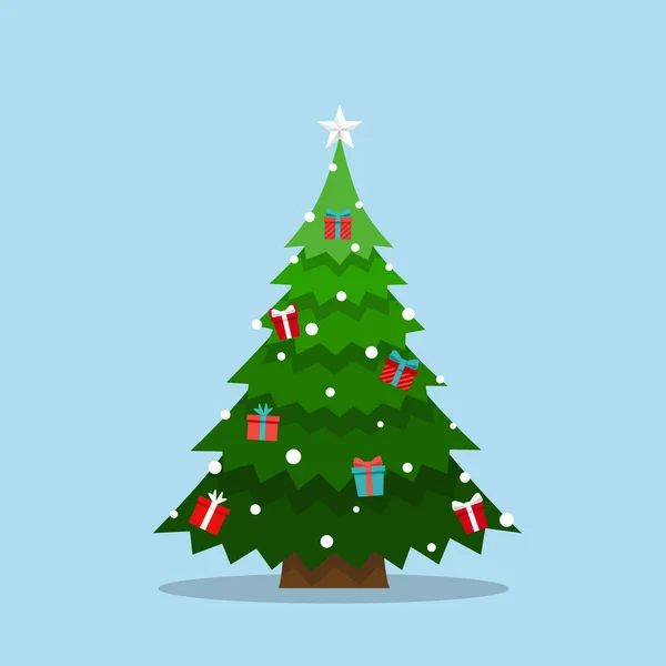 Árvore Natal Decorada Feliz Natal Feliz Ano Novo Fundo Ilustração —  Vetores de Stock