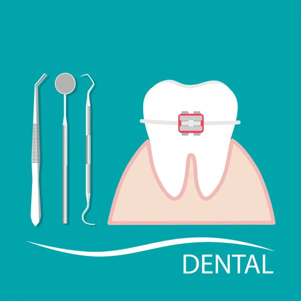 Zahnärztliche Instrumente Und Zahn Zahnärztliches Konzept Zur Zahnuntersuchung Stockvektor