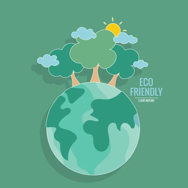 エコフレンドリー 緑の地球と木と生態系の概念 ベクターイラスト ロイヤリティフリーストックベクター