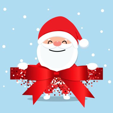 Noel Baba ile Noel tebrik kartı. Vektör çizim